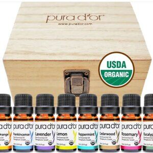 ESSENTIAL OILS WOOD GIFT BOX SET 10pc 15 ML